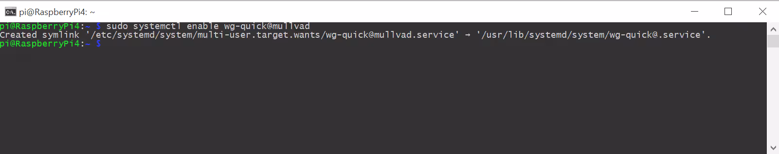 WireGuard service enabled
