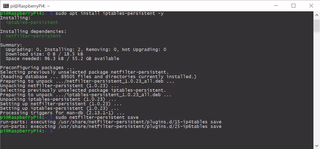 Persisted firewall rules