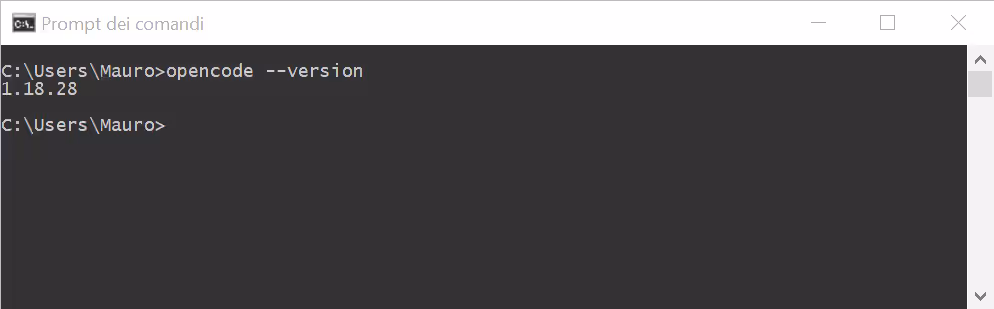 OpenCode version command output